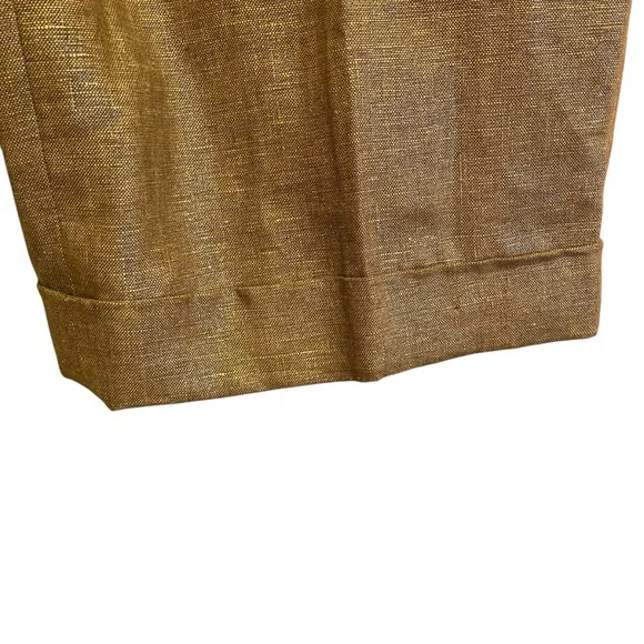 Lauren by Ralph Lauren Women’s Linen Metallic Gold Pants sz 8 - Picture 6 of 15